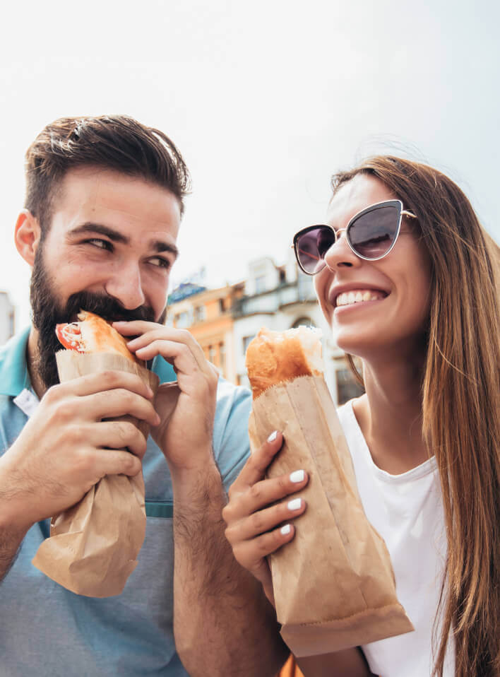 Couple enjoying a meal together